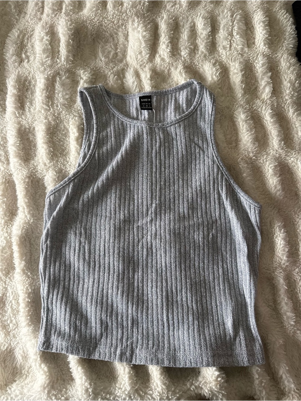 SHEIN Ribbed Light Gray Scoop Neck Tank